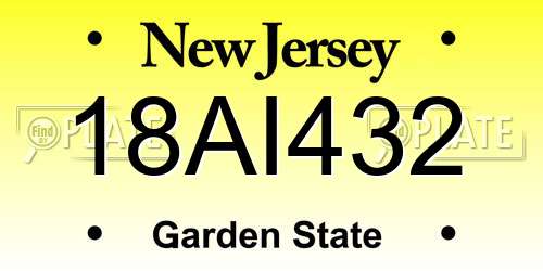 18AI432 New Jersey License Plate