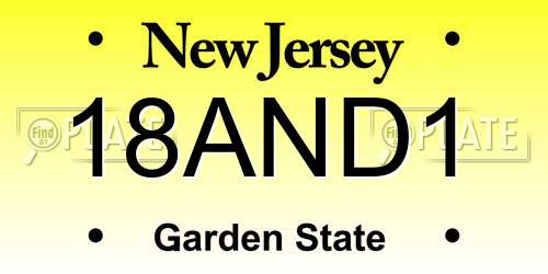 18AND1 New Jersey License Plate