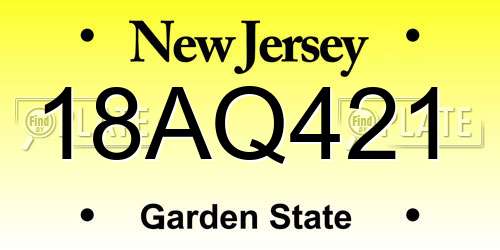 18AQ421 New Jersey License Plate