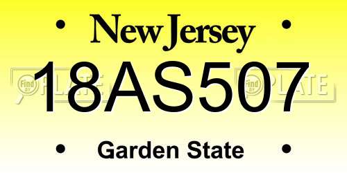 18AS507 New Jersey License Plate