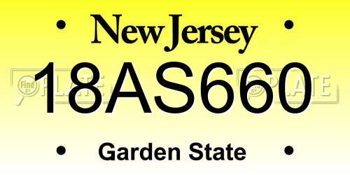 18AS660 New Jersey License Plate