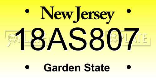 18AS807 New Jersey License Plate