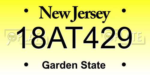 18AT429 New Jersey License Plate