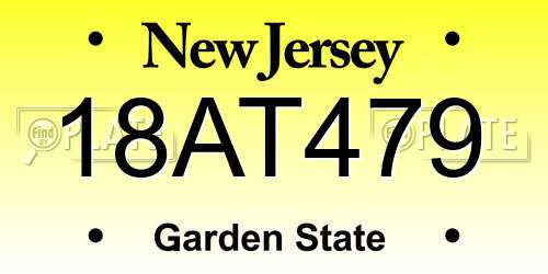 18AT479 New Jersey License Plate