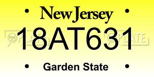 18AT631 New Jersey License Plate