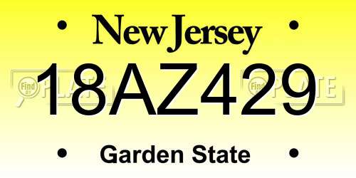 18AZ429 New Jersey License Plate