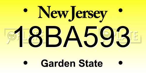 18BA593 New Jersey License Plate