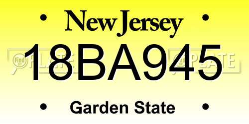 18BA945 New Jersey License Plate