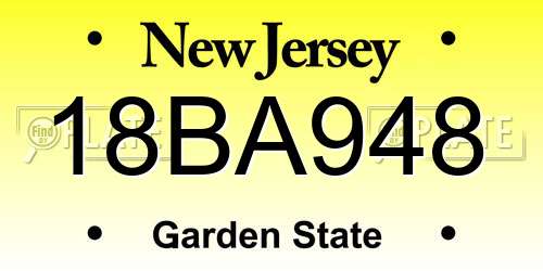 18BA948 New Jersey License Plate