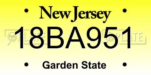 18BA951 New Jersey License Plate