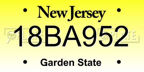 18BA952 New Jersey License Plate