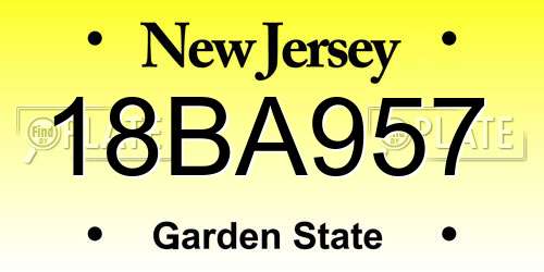 18BA957 New Jersey License Plate