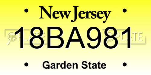 18BA981 New Jersey License Plate