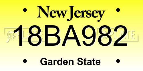 18BA982 New Jersey License Plate