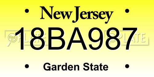 18BA987 New Jersey License Plate