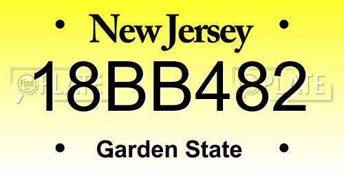 18BB482 New Jersey License Plate