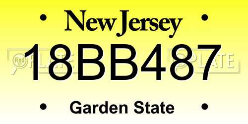 18BB487 New Jersey License Plate
