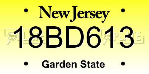 18BD613 New Jersey License Plate