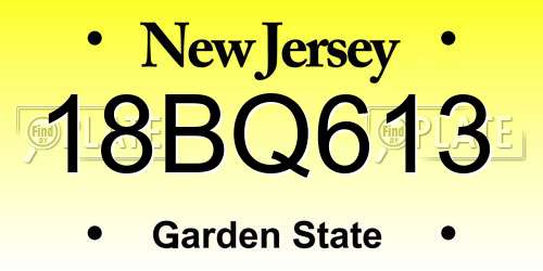 18BQ613 New Jersey License Plate