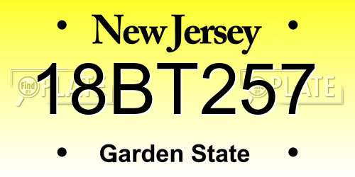 18BT257 New Jersey License Plate