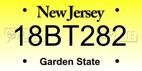 18BT282 New Jersey License Plate