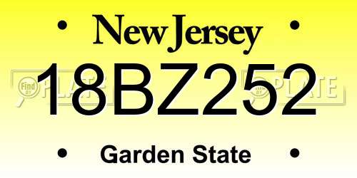 18BZ252 New Jersey License Plate