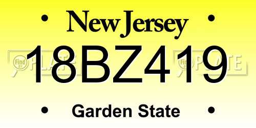 18BZ419 New Jersey License Plate