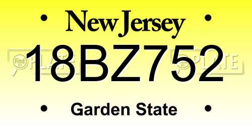 18BZ752 New Jersey License Plate