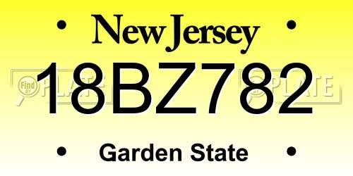 18BZ782 New Jersey License Plate