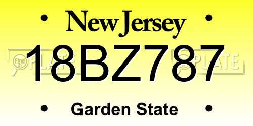 18BZ787 New Jersey License Plate