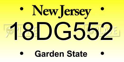 18DG552 New Jersey License Plate