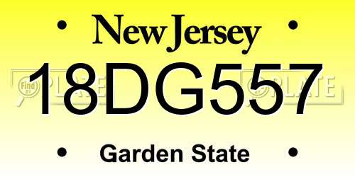 18DG557 New Jersey License Plate