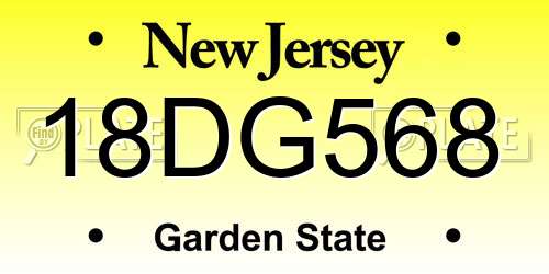 18DG568 New Jersey License Plate