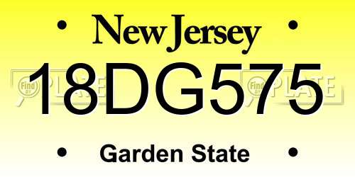 18DG575 New Jersey License Plate