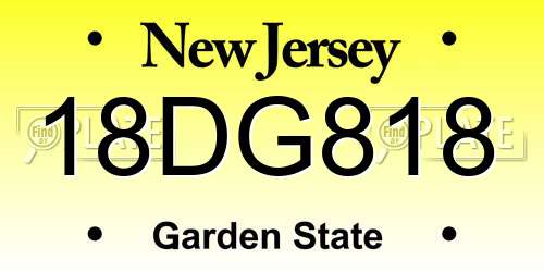 18DG818 New Jersey License Plate