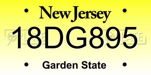 18DG895 New Jersey License Plate
