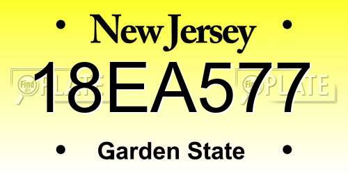 18EA577 New Jersey License Plate