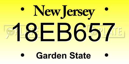 18EB657 New Jersey License Plate