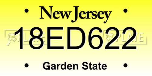 18ED622 New Jersey License Plate