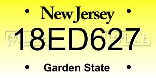 18ED627 New Jersey License Plate