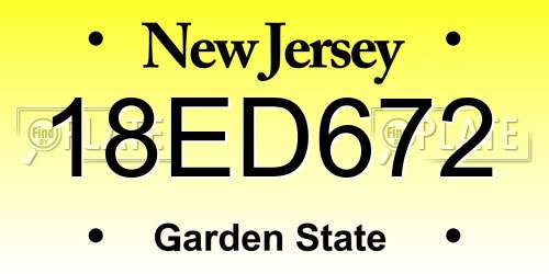 18ED672 New Jersey License Plate