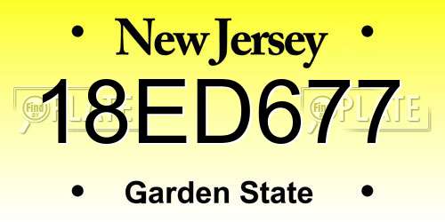 18ED677 New Jersey License Plate
