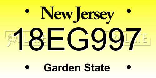 18EG997 New Jersey License Plate
