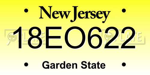 18EO622 New Jersey License Plate