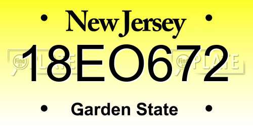 18EO672 New Jersey License Plate