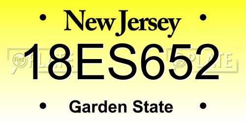 18ES652 New Jersey License Plate
