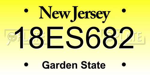 18ES682 New Jersey License Plate