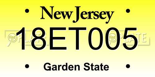 18ET005 New Jersey License Plate