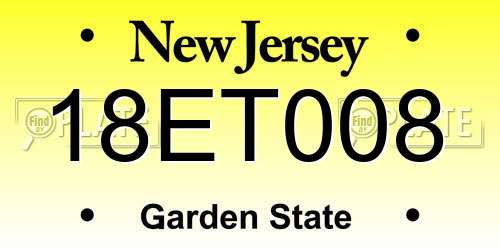 18ET008 New Jersey License Plate