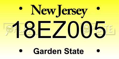 18EZ005 New Jersey License Plate